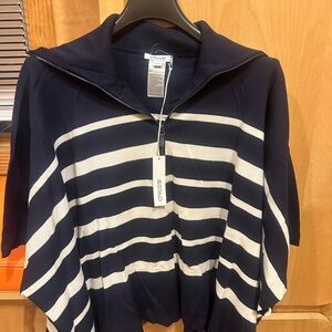 Chico’s Navy and Cream Poncho Style Sweater
